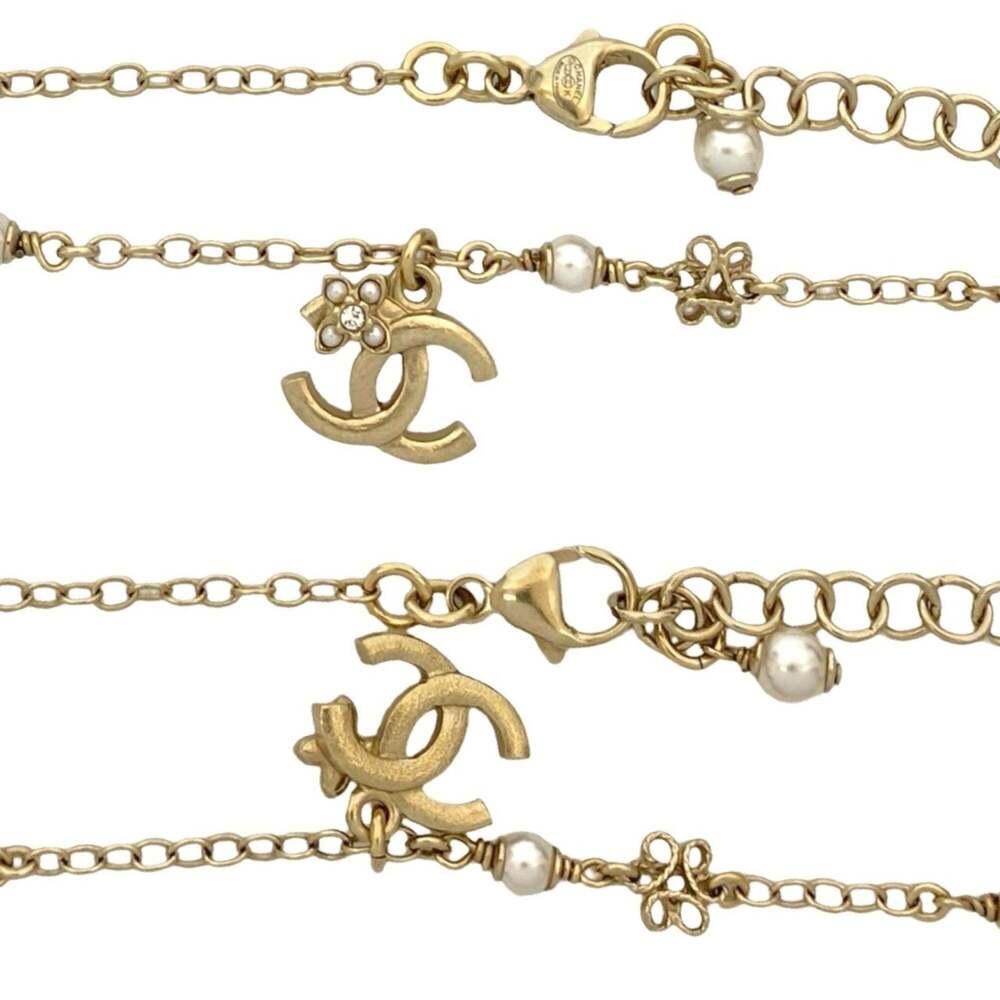 CHANEL Authentic Gold Pearl Logo Necklace - Picture 2 of 4